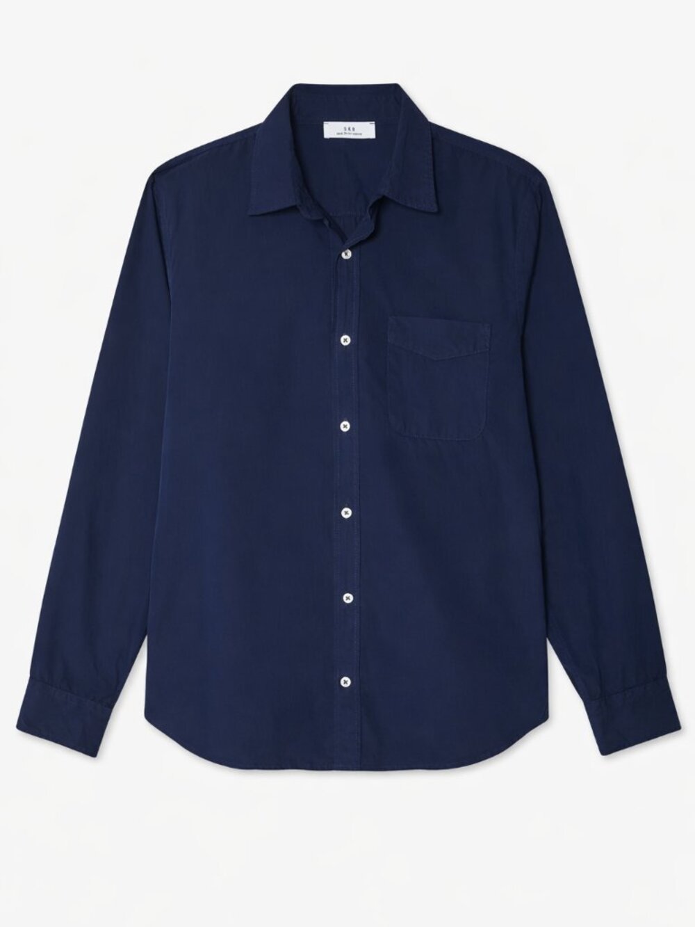 SAVE KHAKI UNITED SKU Poplin Standard Shirt in Navy Medium Minimalist Preppy